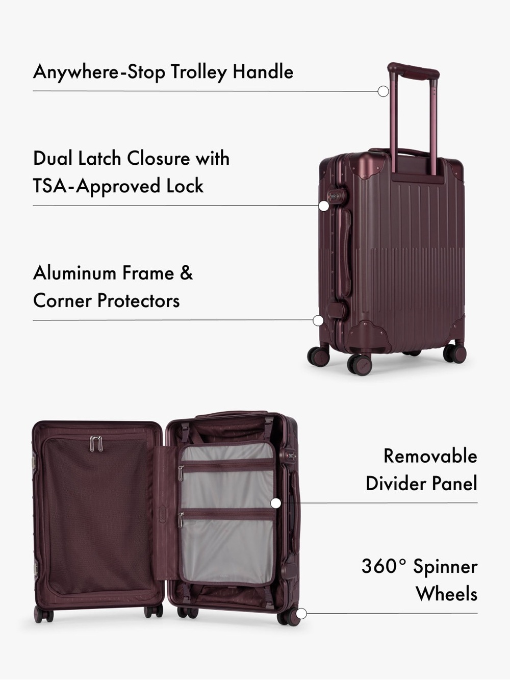 CALPAK Vault Carry On Luggage in Dark Cherry - Picture 7 of 7